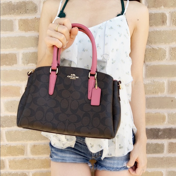 SALE🥰👜💕-Coach Brown Pink Satchel Crossbody - Picture 3 of 6